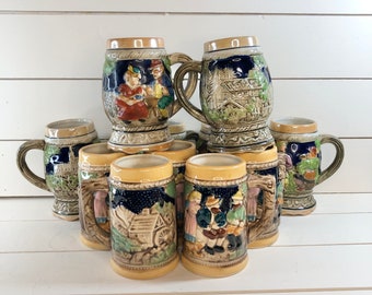 Unique Stein Ceramic Vase Halloween Beer Stein Vintage Hand Decorated Ceramic Stein with Graveyard Design Halloween Decor Abstract Mug