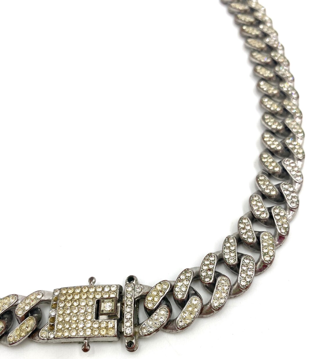 Vintage Faux Diamond Men’s Necklace 20in Hip Hop Cuban Link Missing — free download