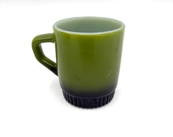 Taza Fire King, Anchor Hocking, Verde Aguacate, Taza de Café Vintage, Taza de Vidrio Opalino, Taza Negra Verde, Cocina Retro, Vajilla Vintage