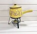 Retro Fondue Set Yellow With Onions Designs Mid Century Modern Vintage *Chip*