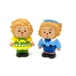 2 Dolls Vintage Ceramic Figurines Raggedy Ann And Andy Knick Knacks Home Decor.