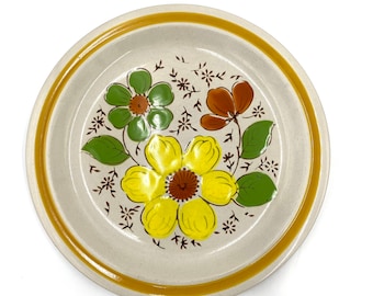 Vintage Dish Serving Platter Stoneware Japan Bouquet Flowers 12 inch Handpainted