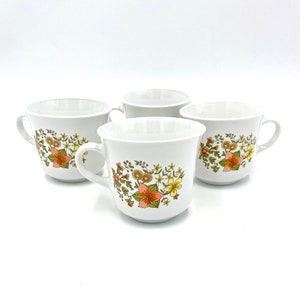 Coffee Mugs Cups Vintage Corelle By Corning Indian Summer Floral Coffee Tea Cups/Mugs.