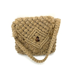 Vintage Purse bohemian Boho Woven Macrame Crochet Bag Shoulder Purse Beaded.