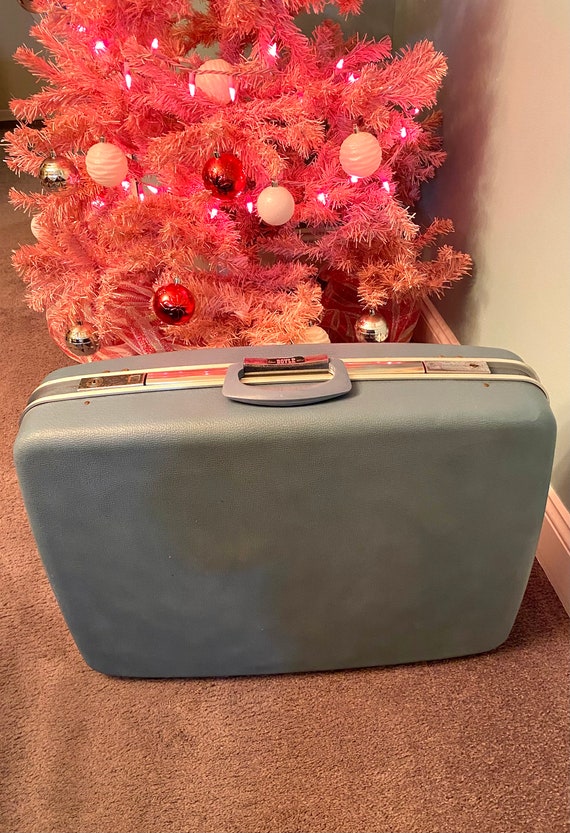 Vintage Luggage Blue Hard Suit Case Travel Luggage