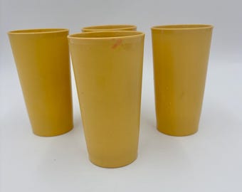 Vasos Tupperware vintage de 355 ml, color dorado Harvest, juego de 4, estilo retro para la cocina, 873