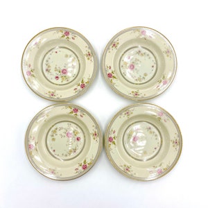 4 MIKASA china DEVONSHIRE L2825 pattern Rim Soup/Salad Bowl 8 1/2&quot; Japan.