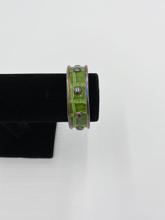 Vintage Green Cuff Bracelet Steampunk Punk Rock. - image 1