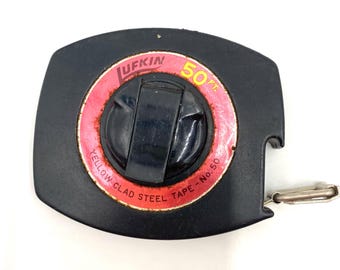 Vintage Measuring Tape Tape measure 50ft home improvement Lufkin Rule Company Yellow Clad Steel Tape Measure 50 Ft