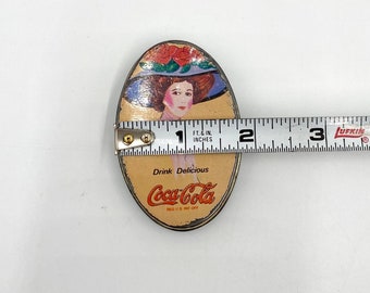 Coca Cola Vintage Handy Oval Tin Sewing Kit 1981 Gift Co Inc Dents