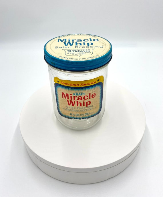 Vintage Kraft Miracle Whip Salad Dressing Jar With Lid and Label 48 Oz 1  and a Half Quart. 