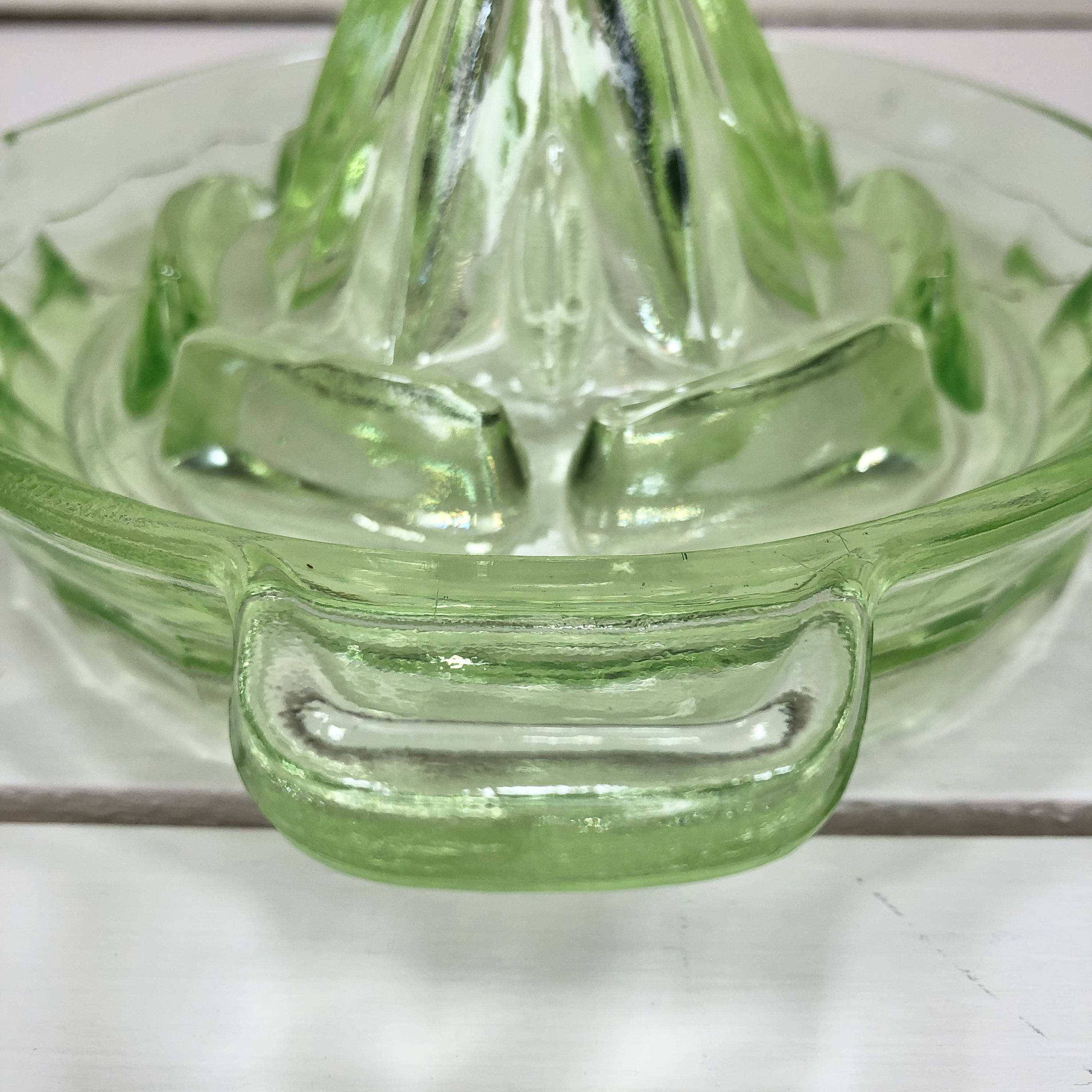 Green Vaseline Uranium Depression Glass Juicer Reamer Handle Etsy