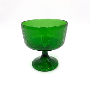 Vintage Hoosier Glass Compote Bowl Green Glass Candy Nut Dish *chip*