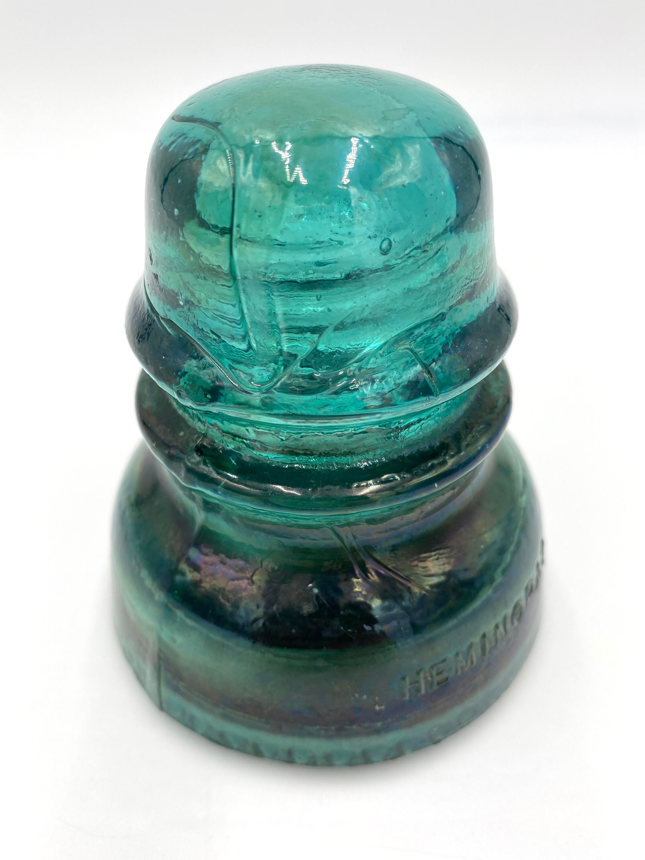 Hemingray40 Heavy Blue Green Glass Cover Paperweight Electric Etsy