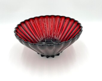 Vintage Anchor Hocking RACHEL RUBY RED 10.5” Round Salad Serving Bowl