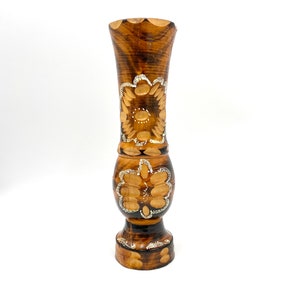 Vase Wooden Hand Carved Vase Made in Germany  10.25” Tall Home Collectibles