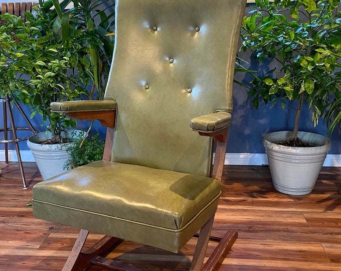 Mcm Spring Rocker MCM Avocado Green Vinyl Rocking Chair Levitating Spring Rocker Rock-a ...