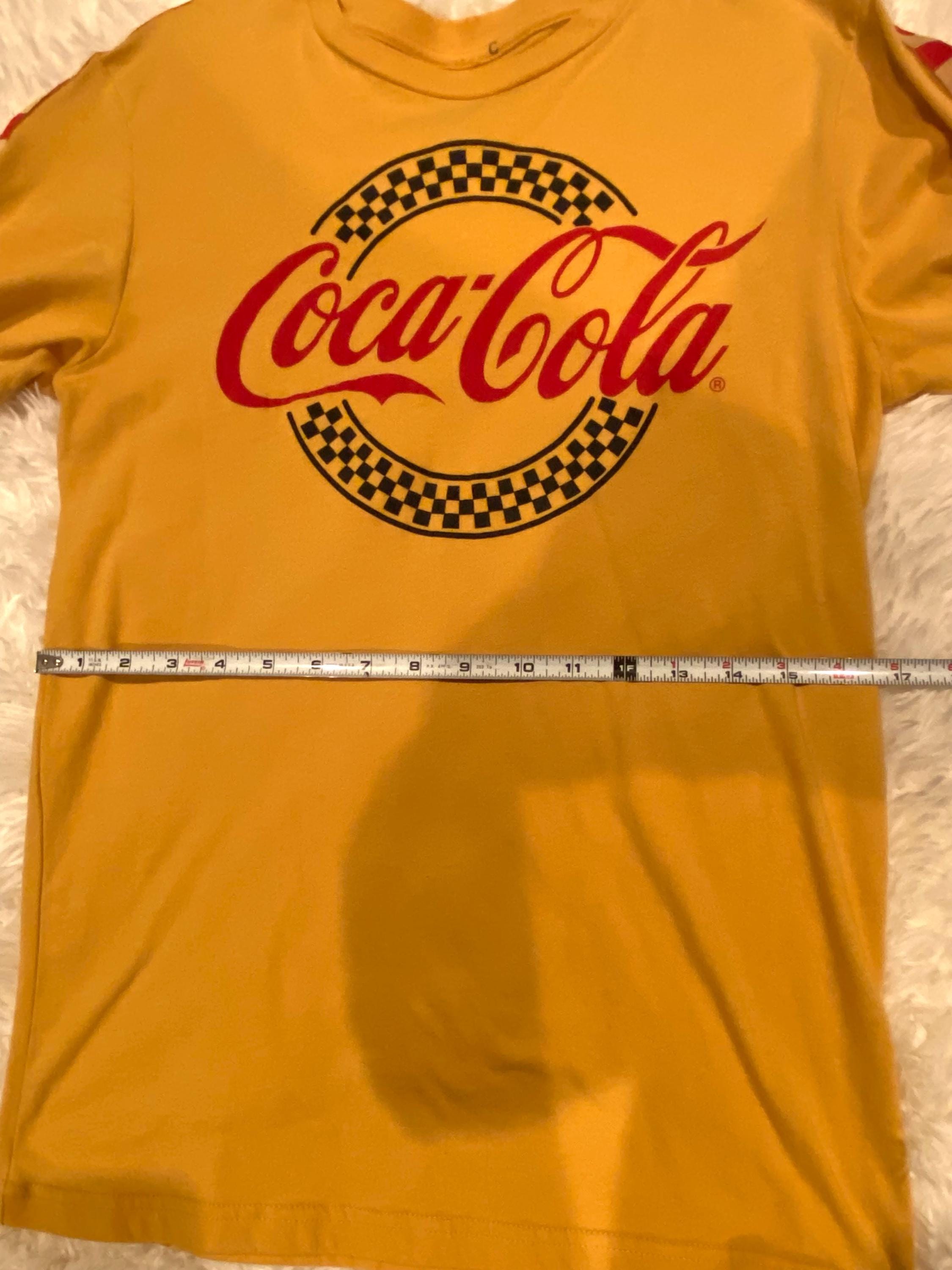 Coca Cola Mens Official Yellow Racing Stripe Retro Casual T-shirt 