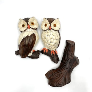 Vintage Owl Wall Plaques Ceramic Molds Hand Painted Wall Hangings CHIP.
