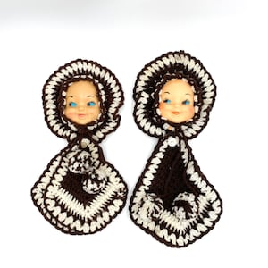 Handmade Crochet Doll Face Pot Holders Lot of 2.