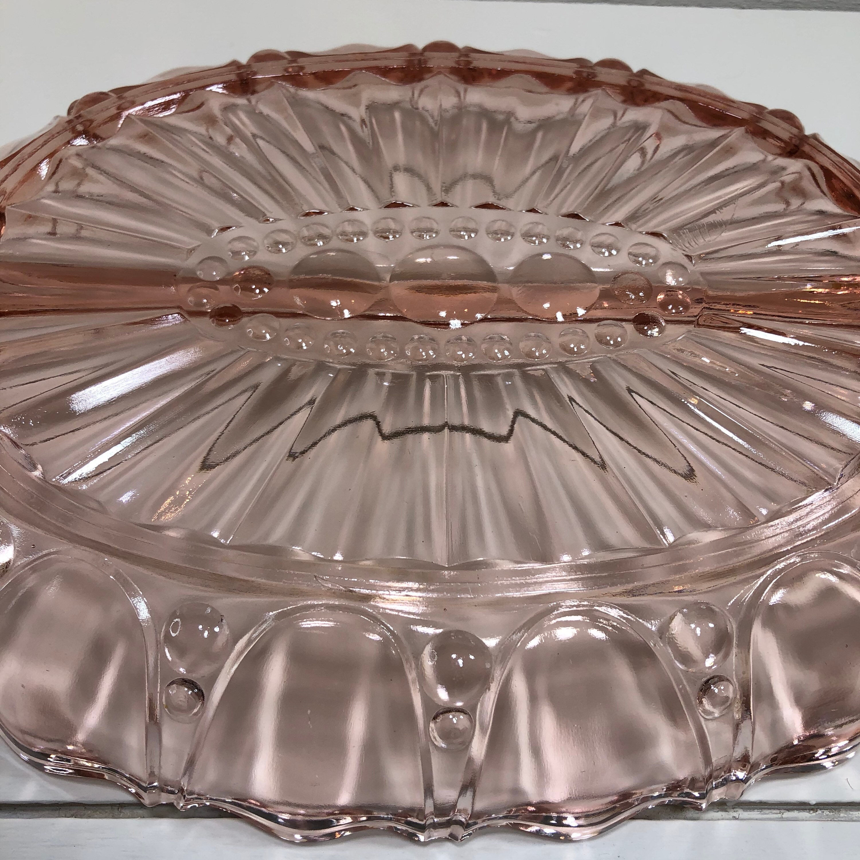Vintage Pink Depression Glass Divided Relish Dish 12 Bowl Etsy