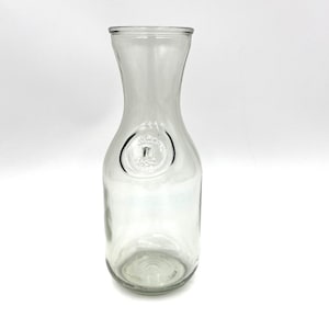 Vintage Embossed Glass Milk Bottle Wine Carafe Decanter.