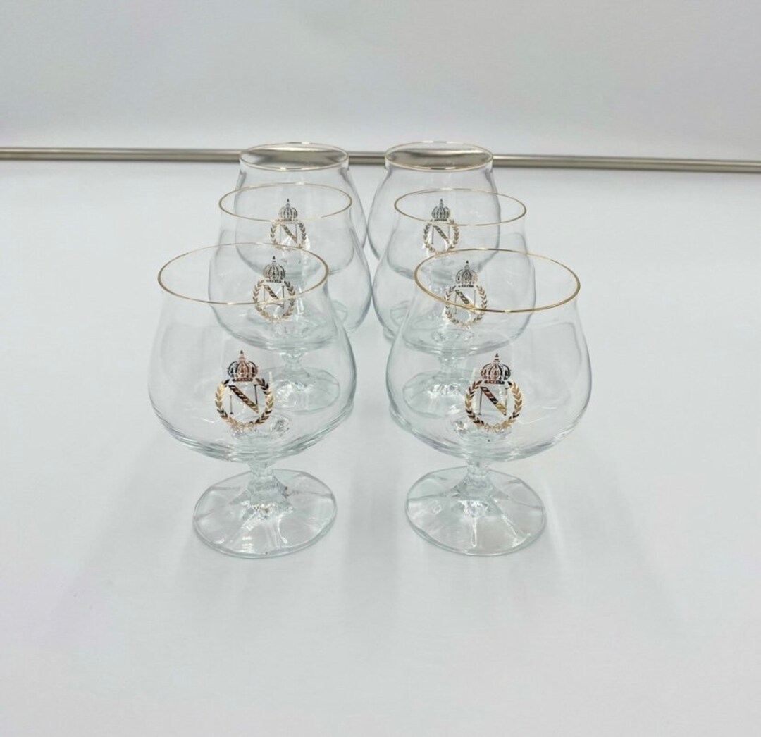 Vintage Goldrimmed Napoleon Brandy Snifters Set of 6 Wine Glasses Etsy