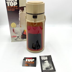 Coffee thermos, travel mug, Vintage Thermos Vacuum Touch Top Vacuum Server 2 Liters model 2647 1978.