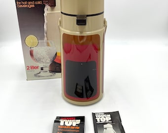 Coffee thermos, travel mug, Vintage Thermos Vacuum Touch Top Vacuum Server 2 Liters model 2647 1978.
