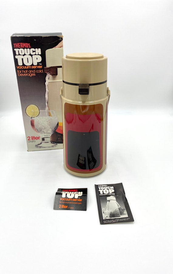 Coffee Thermos, Travel Mug, Vintage Thermos Vacuum Touch Top Vacuum Server 2  Liters Model 2647 1978. 