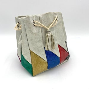 Vintage 80s Tote Bag Plastic Sparkling Hand Bag 9x7inch Some Stains.