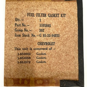 5 Fuel Filter Gaskets Part Number 1595845 new Old Stock
