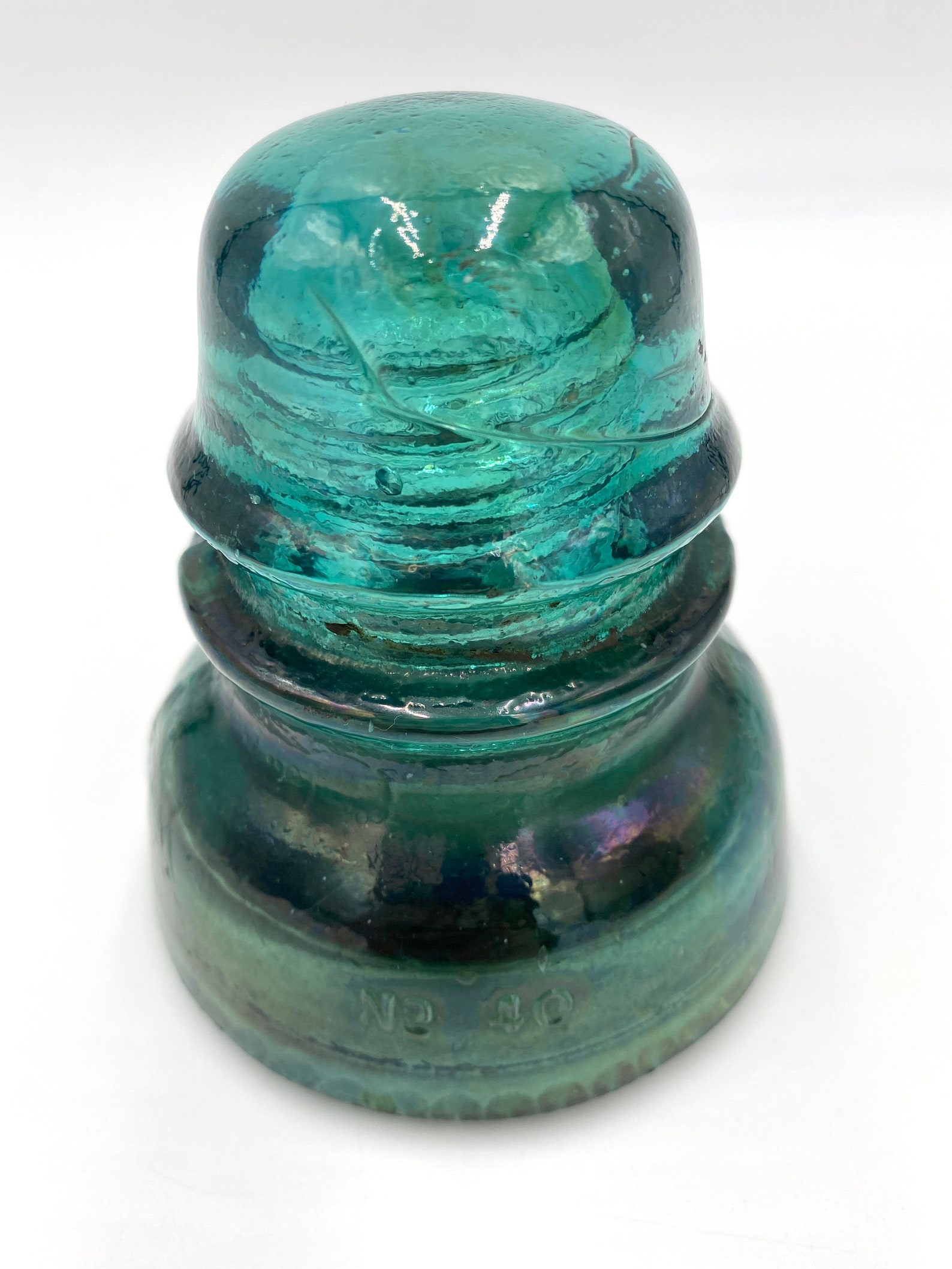 Hemingray40 Heavy Blue Green Glass Cover Paperweight Electric Etsy