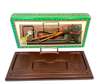 Organizer storage Men's Vintage MCM Wooden Organizer Valet Bedroom  Dresser Office Desk Top