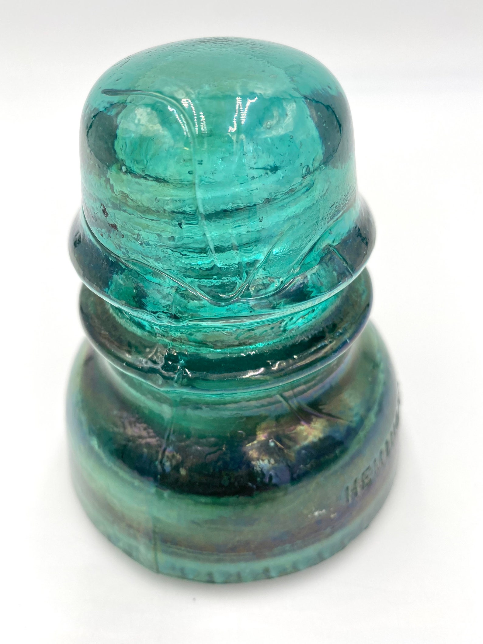 Hemingray40 Heavy Blue Green Glass Cover Paperweight Electric Etsy