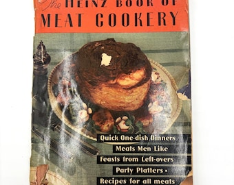 Libro de recetas de carne Heinz de 1934, libro de recetas antiguo, libro de cocina de colección Heinz, libro de cocina antiguo