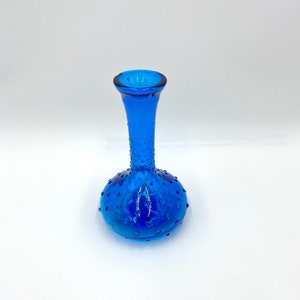 Vintage Vase Hobnail Bubble Cobalt Blue Bud Vase 7.5” CHIPS Water Stains.