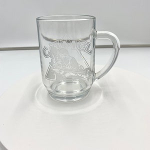 Joe Camel-Cigarettes-Clear Glass Etched Pool Table Beer Mug/Stein-Luminarc 1991