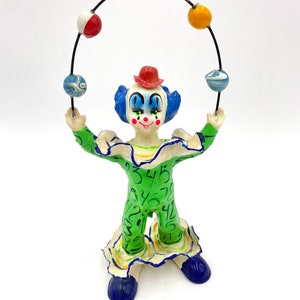 Vintage Raul Carmona Clown Figure Paper Mache Mexico Couple home decor Knick knacks clown figurines Cracks in it.