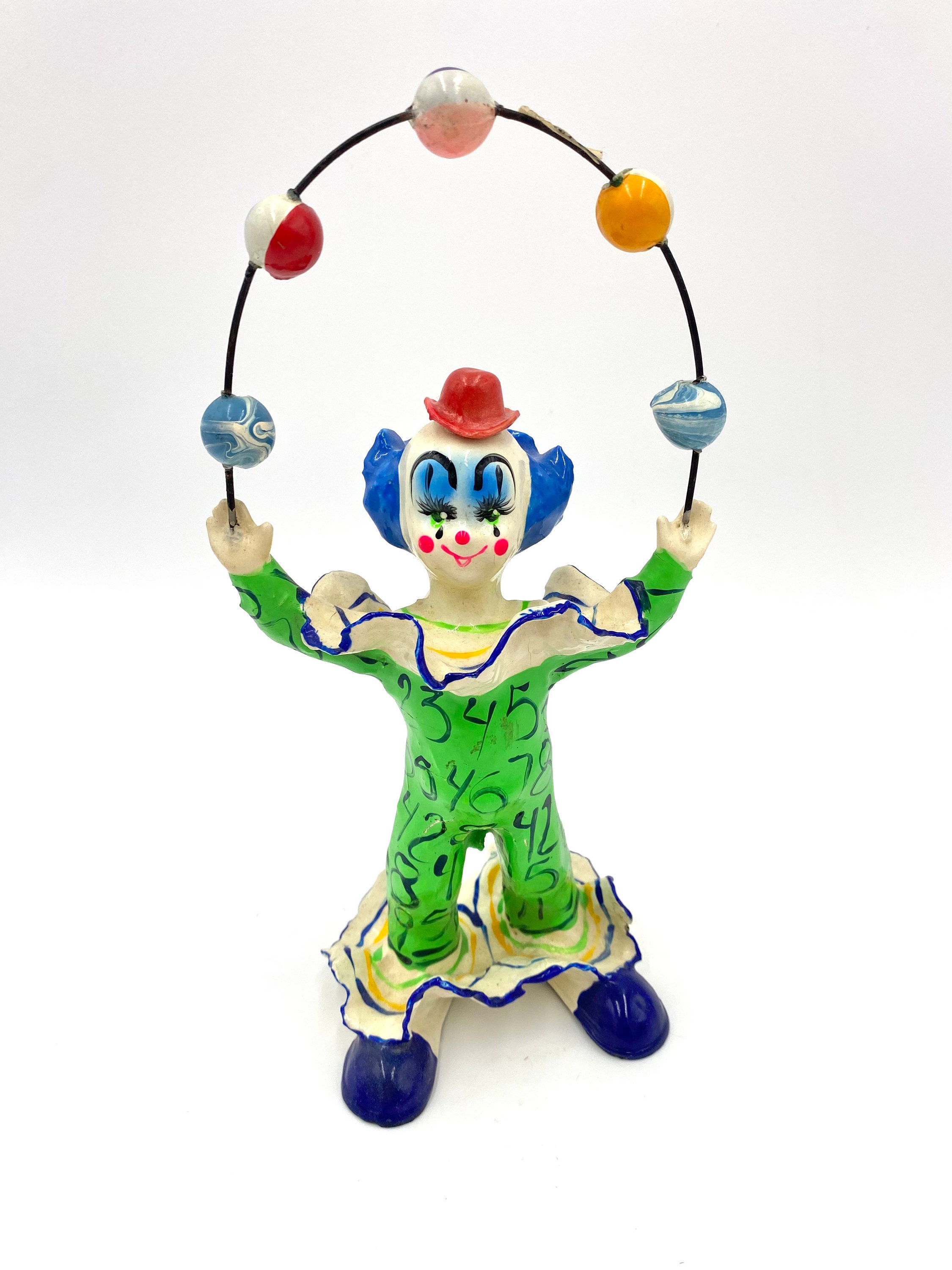 Vintage Raul Carmona Clown Figure Paper Mache Mexico Couple home decor Knick knacks clown figurines Cracks in it.