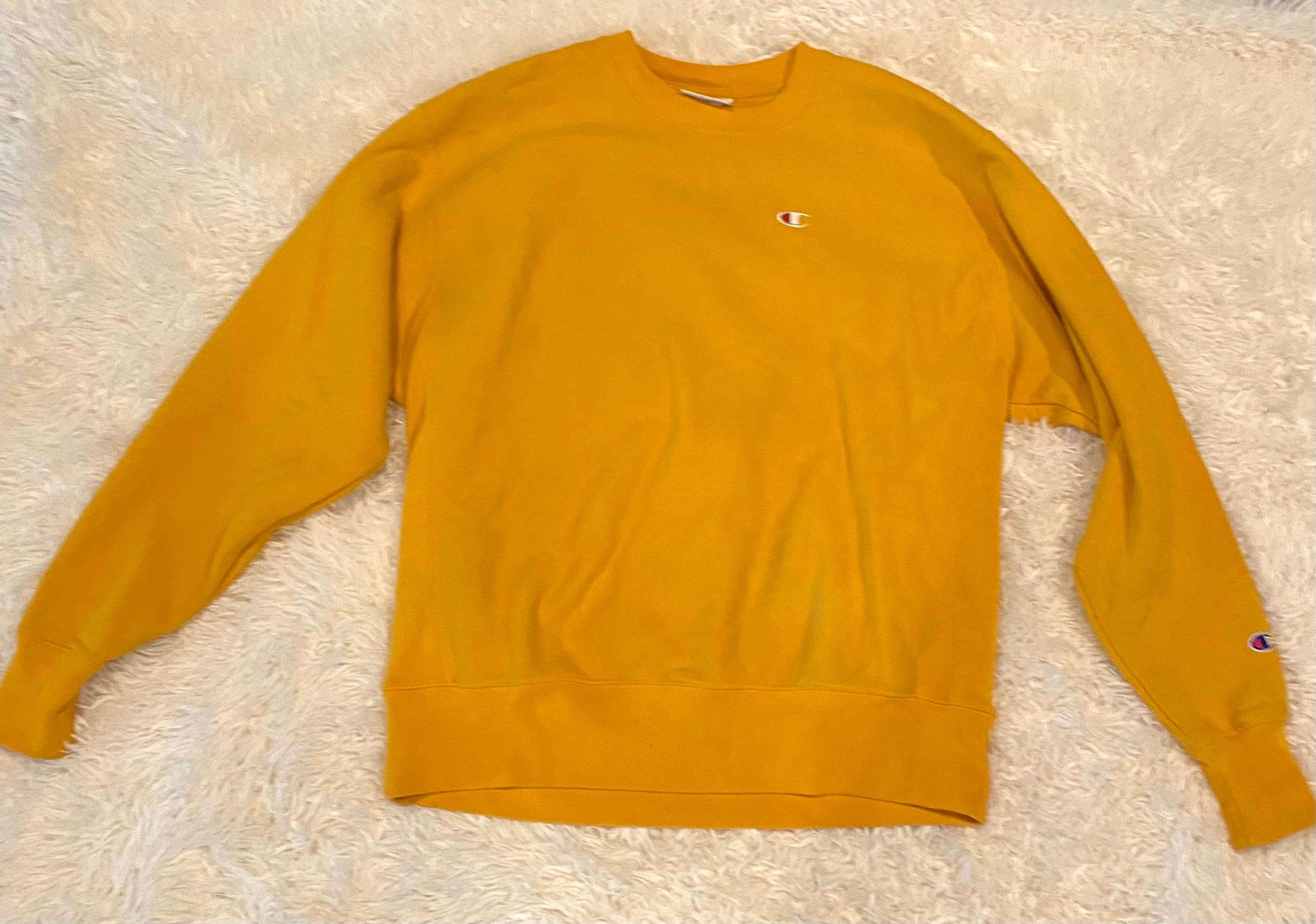 Vintage Champion Reverse Weave Yellow Crewneck Sweatshirt Size 