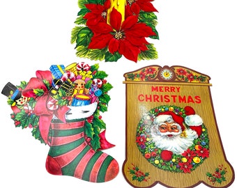 Vintage Navidad tapices de pared decoraciones navideñas lote de 3