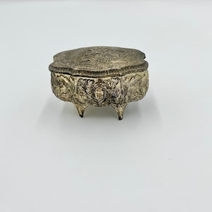 Ornate Victorian Gold Tone Jewelry Box Vintage Jewelry Storage.