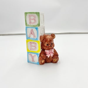 Vintage Ceramic Teddy Bear Baby PLANTER LBK Flower Arrangement Nursery Decor.