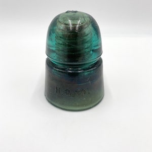 H.G.CO. Aqua PETTICOAT Antique Glass Telegraph Insulator Steampunk  Few CHIPS.