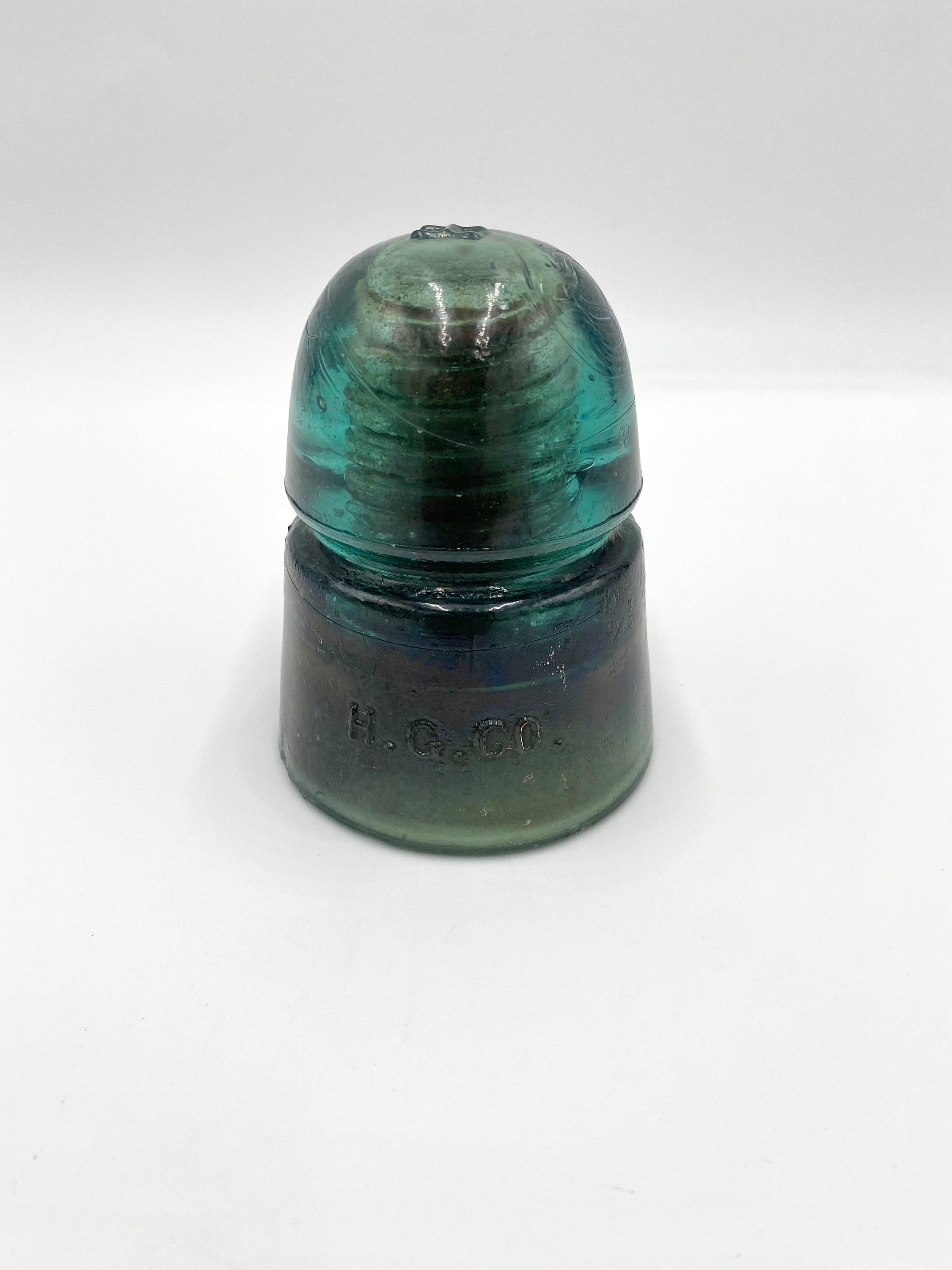 H.G.CO. Aqua PETTICOAT Antique Glass Telegraph Insulator Steampunk  Few CHIPS.