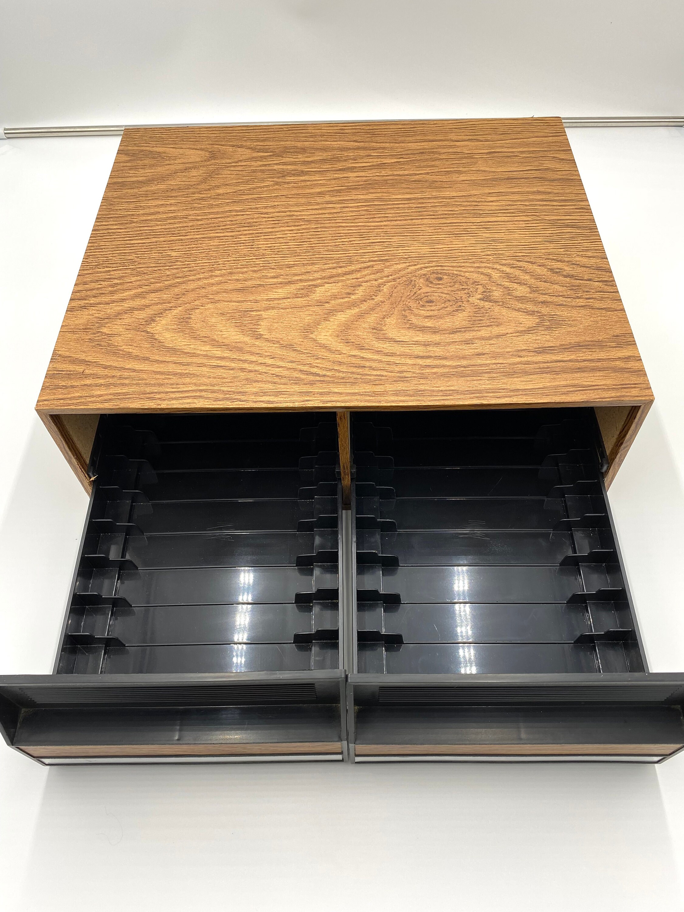 Vintage VHS Tape Holder Wood Grain 2 Drawer Storage Etsy