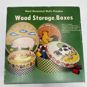 Vintage Wooden Storage Boxes Farm Animals Nesting Storage Boxes Taiwan.