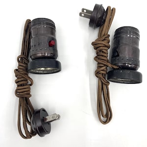 Puede incluir: Dos juegos de cables eléctricos marrones con interruptores de encendido/apagado y enchufes estándar. Cada cable tiene un enchufe marrón para una bombilla.