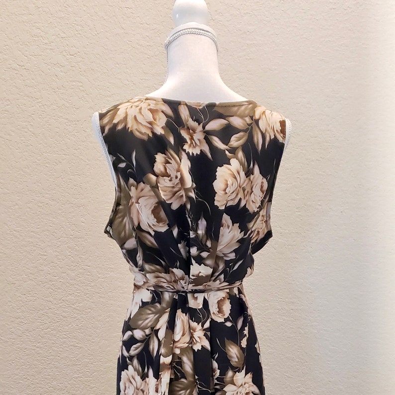 80s Black Floral Sleeveless Dress
